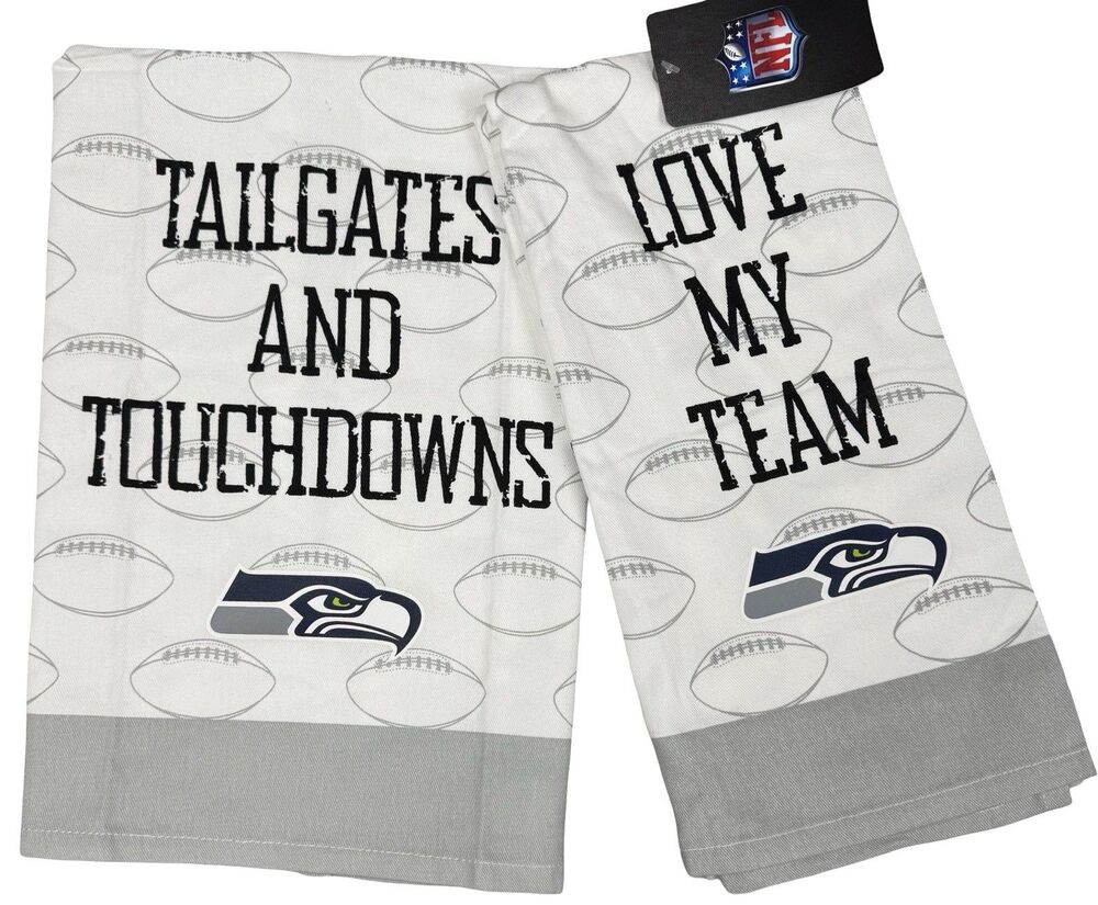 Seattle Seahawks Kitchen Towel Set 2 Pack Tail Gate NFL Fan Apparel New